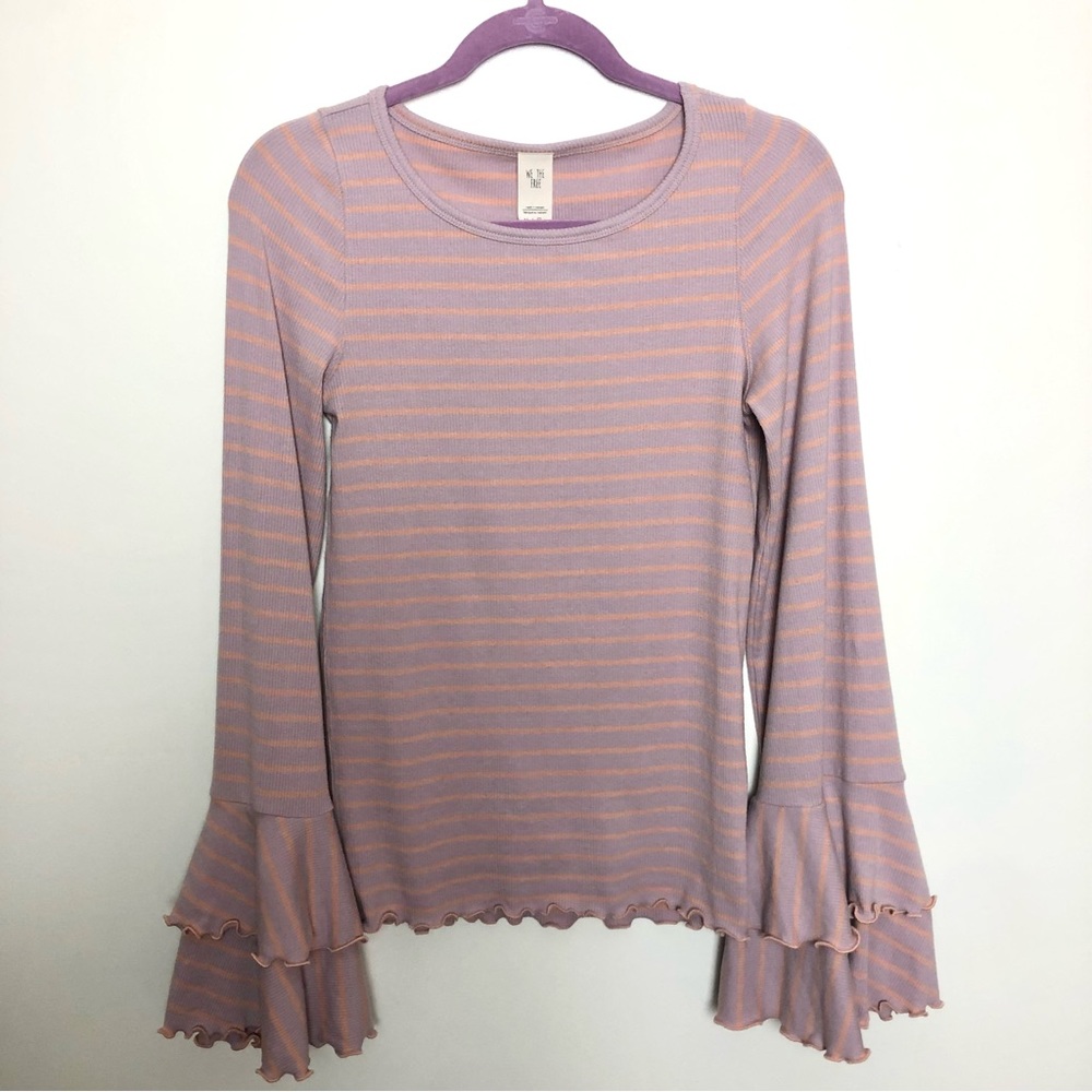 We The Free Good Find Bell Sleeve Shirt Dusty Pink Lettuce Hem Size Medium